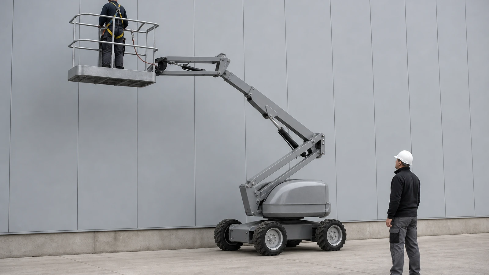 Travail en hauteur avec une nacelle articulée