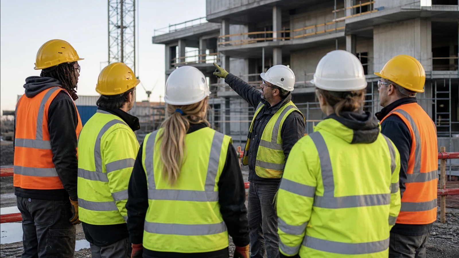 Briefing d’une équipe sur un chantier